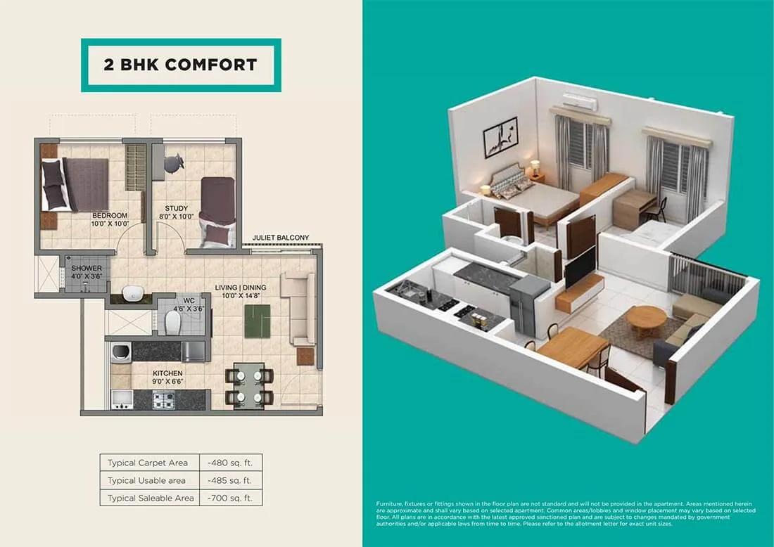 2 BHK Comfort - Provident Park One