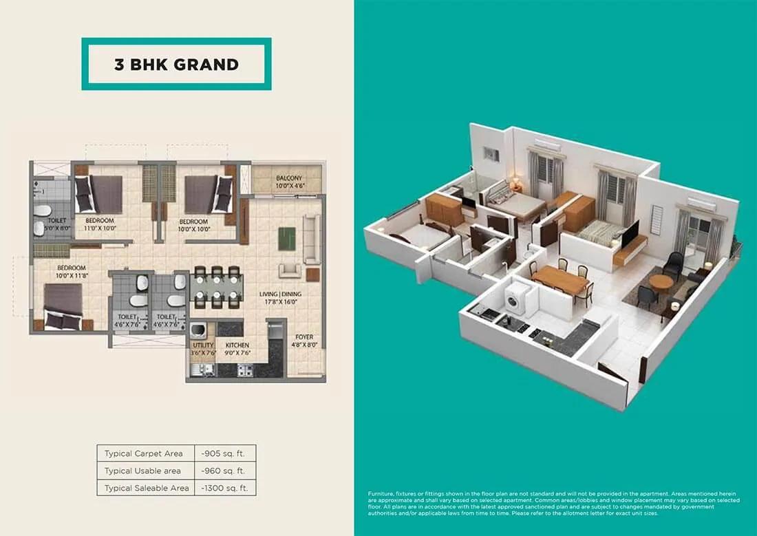 3 BHK Grand - Provident Park One