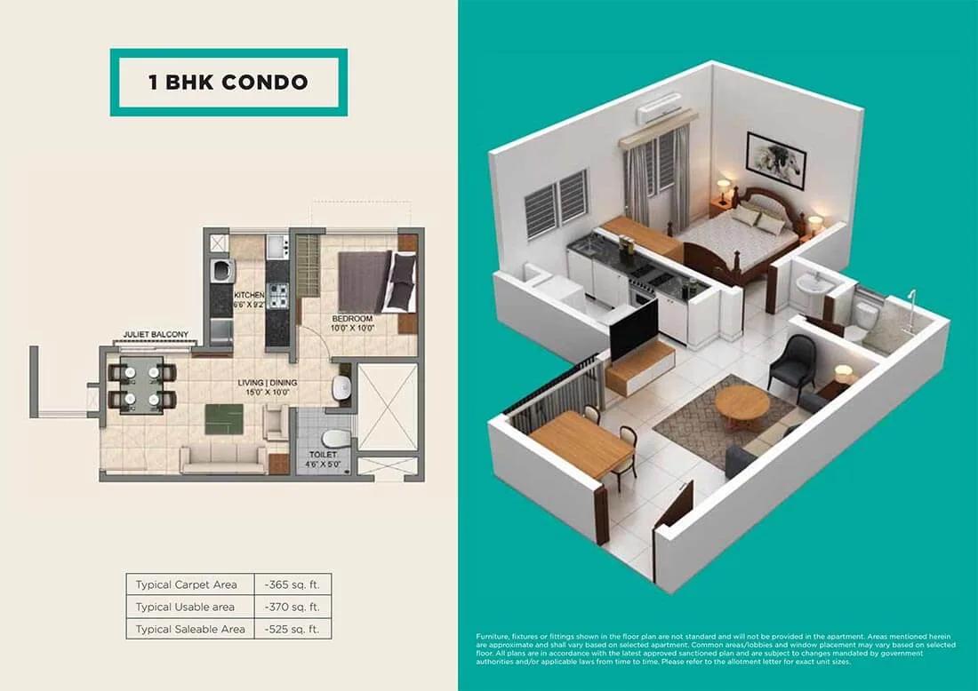 1 BHK Condo - Provident Park One