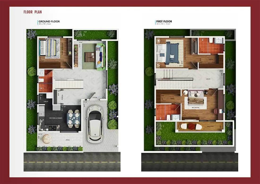 3 BHK Villa Type A - Bluejay Malgudi Villas
