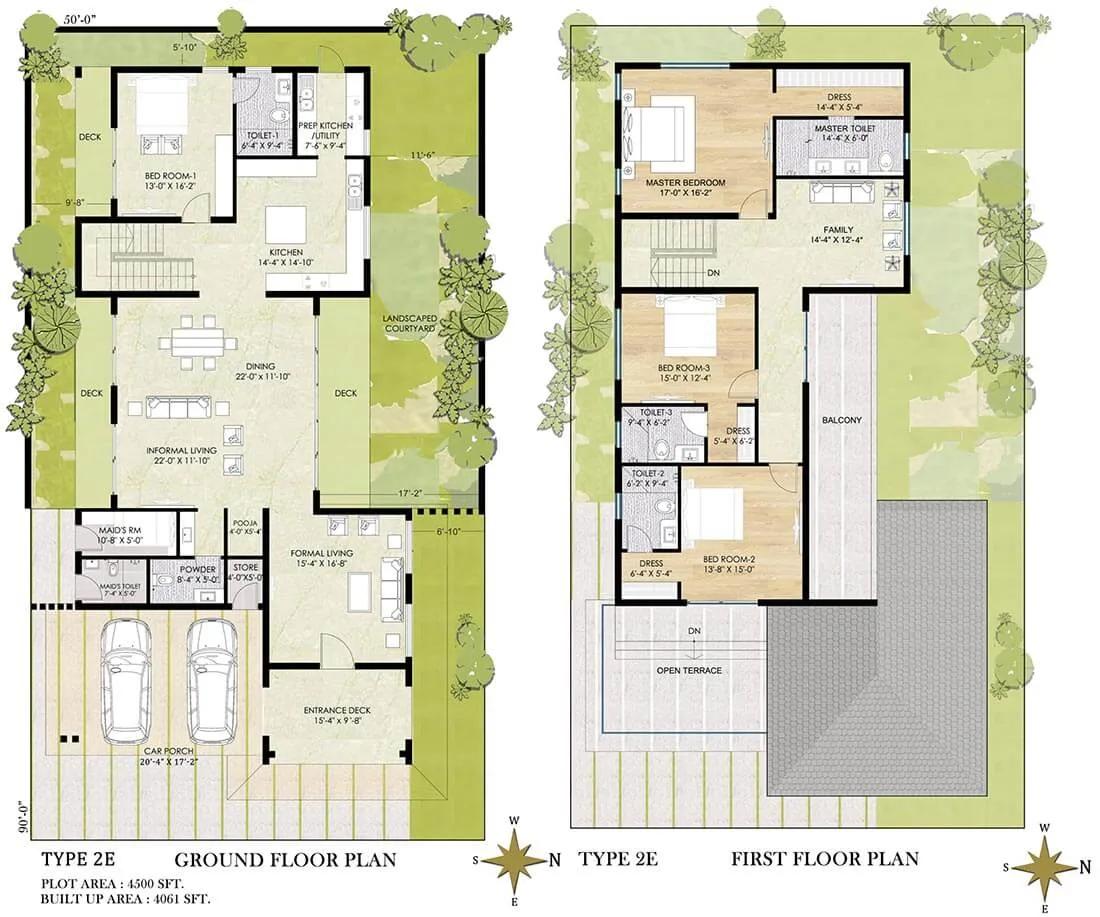 4 BHK Duplex Type 2 - 4061 (4500) - Chaithanya Samarth Villas