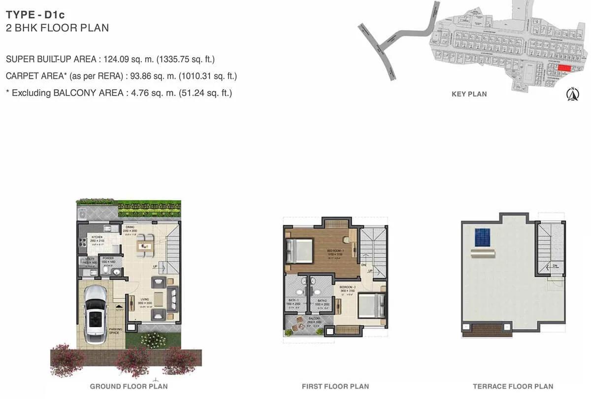 2 BHK - 1335 - Sobha Gardenia Vengaivasal