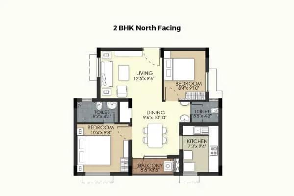 2 BHK North - TVS Emerald Green Acres