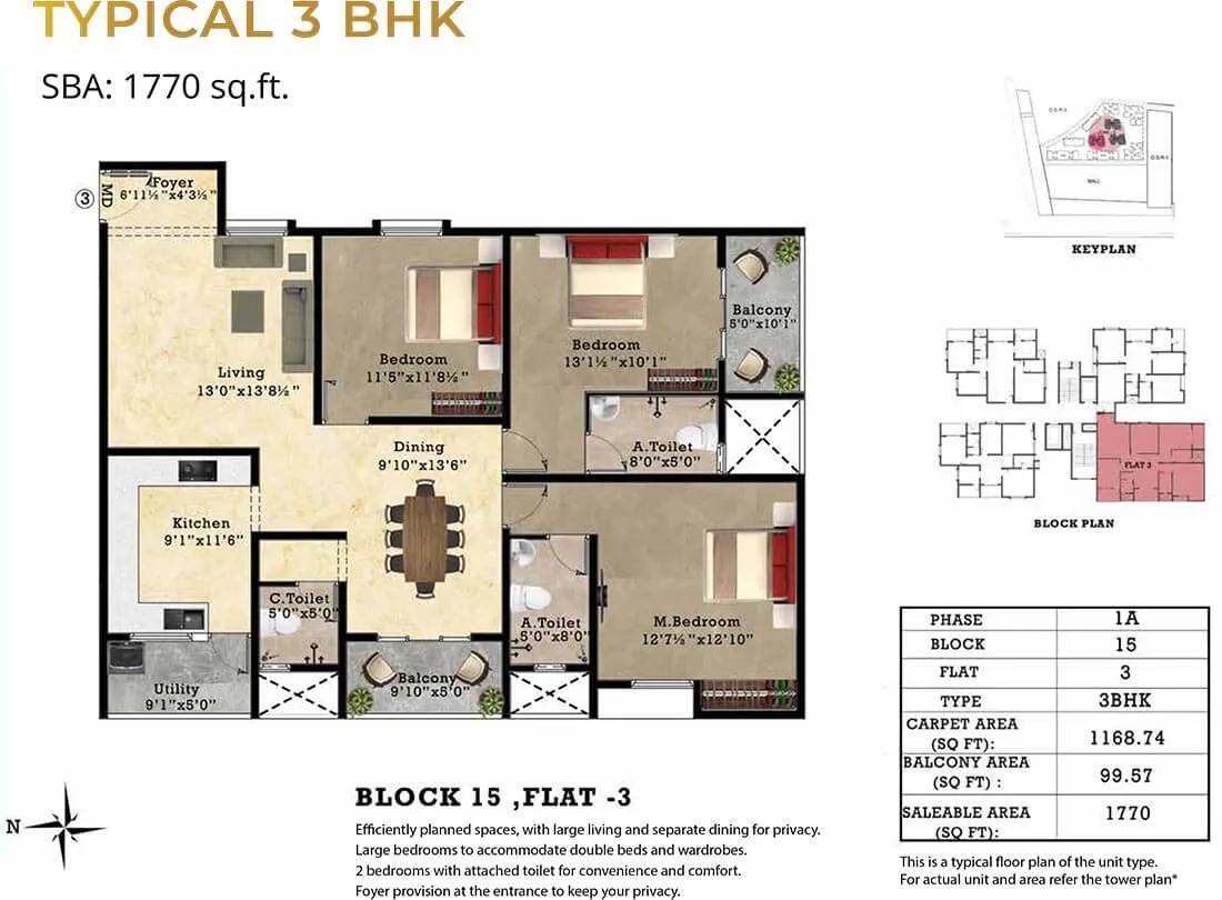 3 BHK - 1770 - Shriram Park 63 Perungalathur