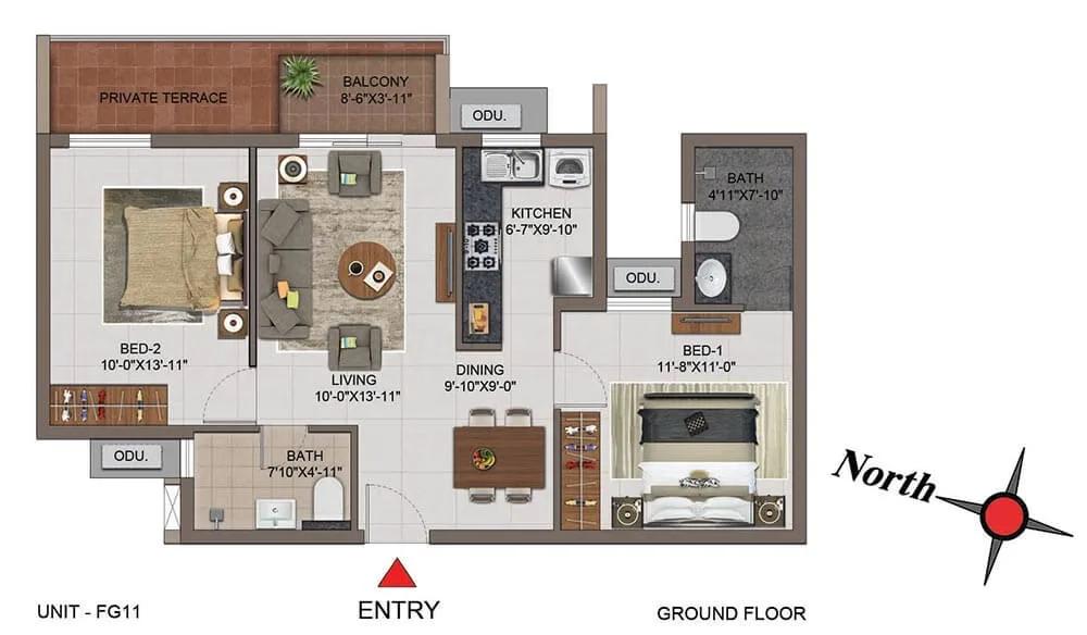 2 BHK Regular - 1036 - Casagrand Utopia Chennai