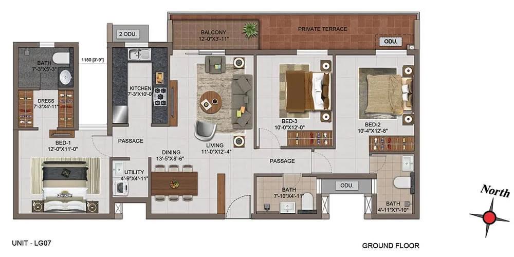 3 BHK Regular - 1614 - Casagrand Utopia Chennai