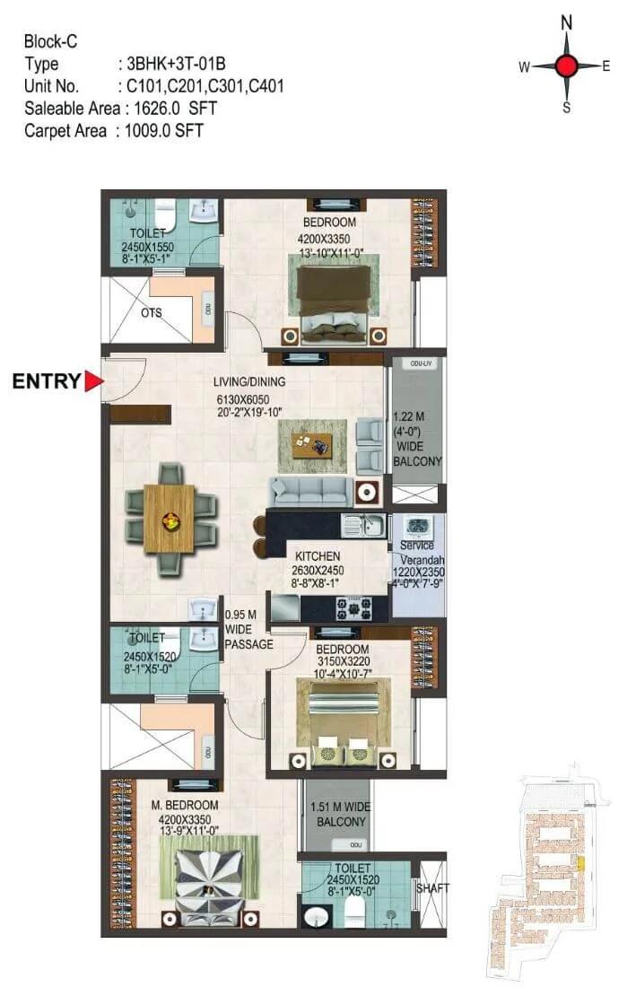3 BHK 1626 - CasaGrand Savoye Chennai