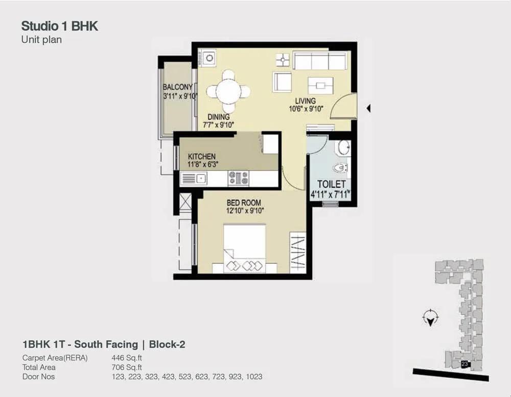 1 BHK - TVS Emerald Lighthouse