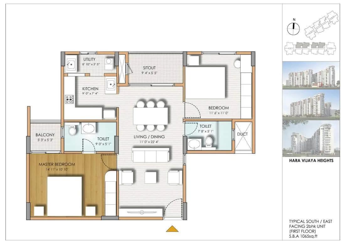 2BHK 1065 - Hara Vijaya Heights