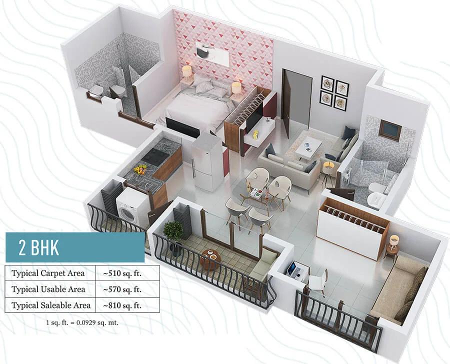 2BHK 810 - Provident Adora De Goa