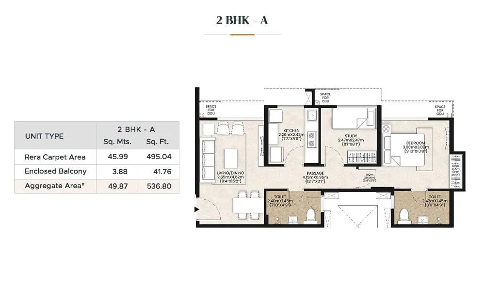 536 - 2BHK-A - Mahindra Happinest Kalyan