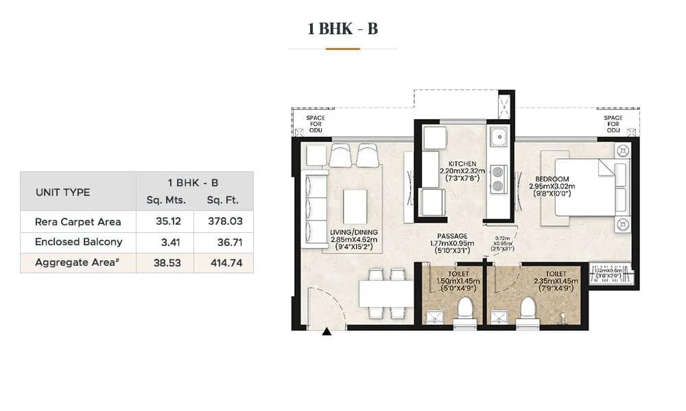 414 - 1BHK-B - Mahindra Happinest Kalyan