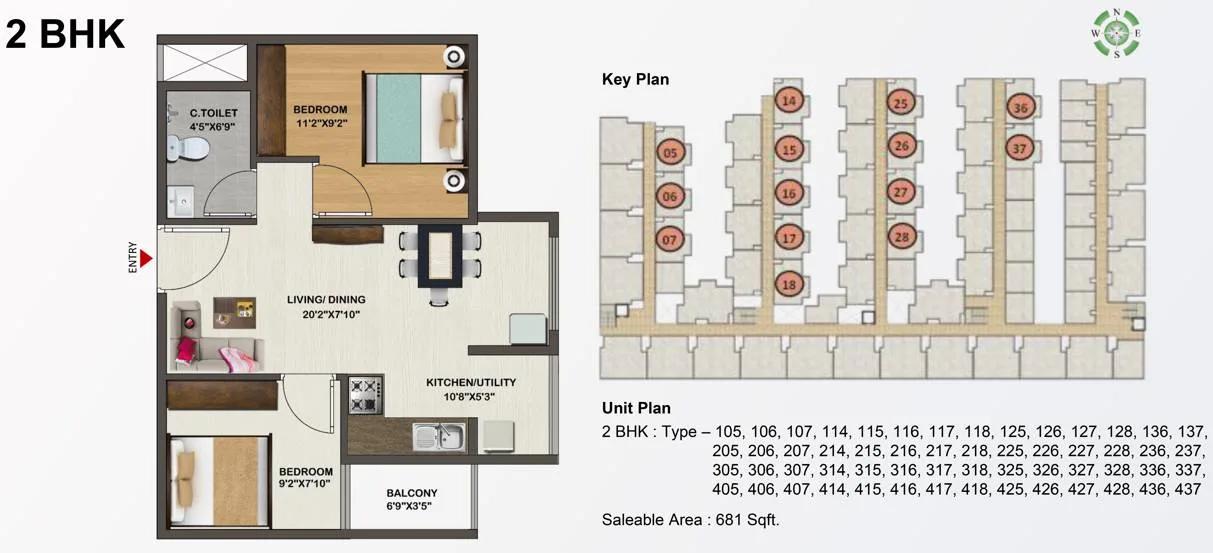 2 BHK – 681 Sowparnika Indraprastha