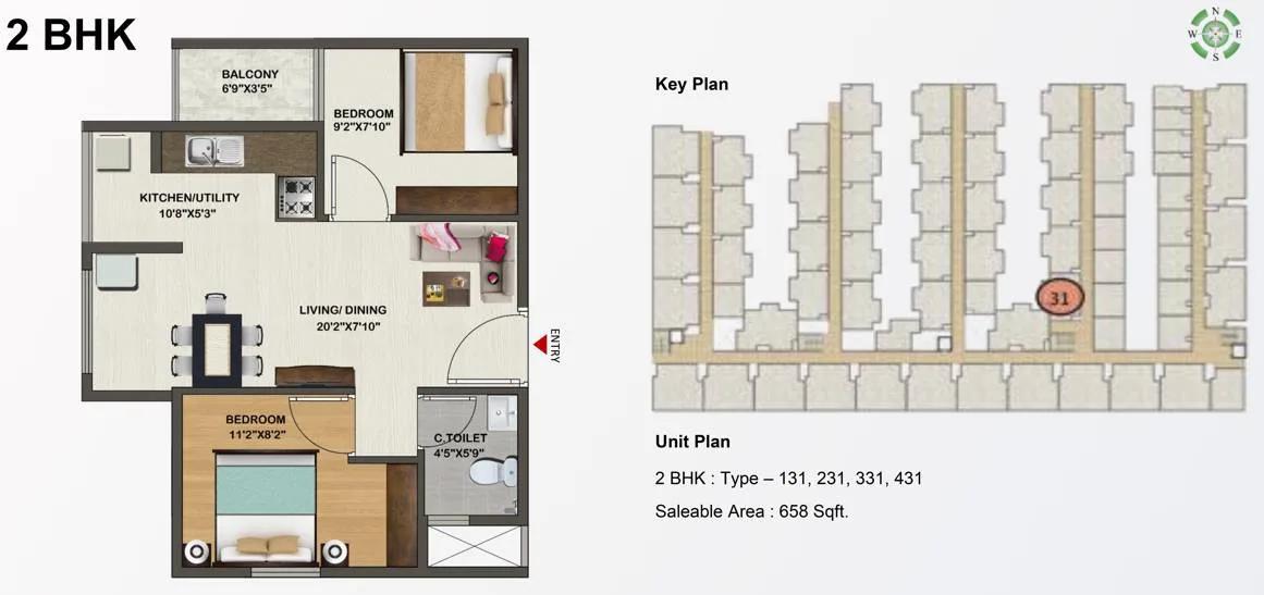 2 BHK – 658 Sowparnika Indraprastha