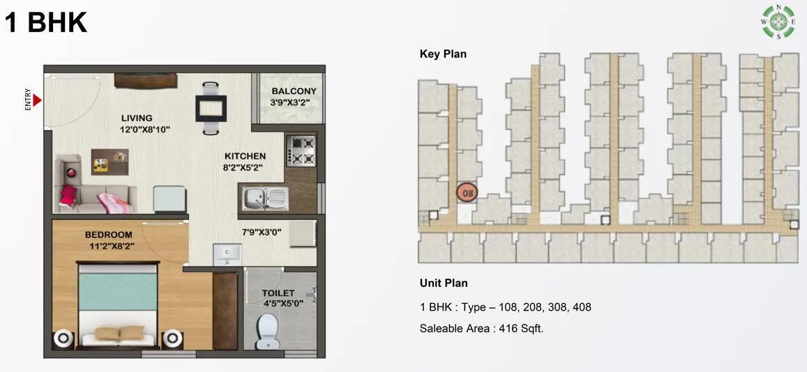 1 BHK – 416 Sowparnika Indraprastha