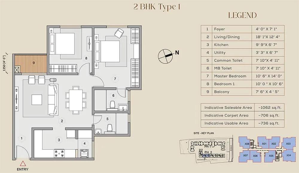 1062 2BHK - Purva Celestial