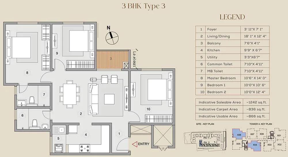 1242 3BHK - Purva Celestial