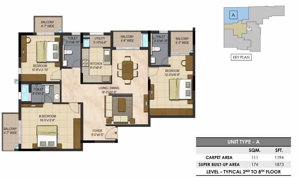 3 BHK – 1873 Prestige Botanique