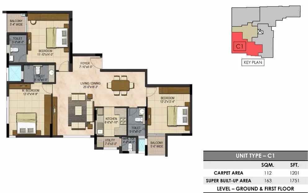 3 BHK – 1751 Prestige Botanique