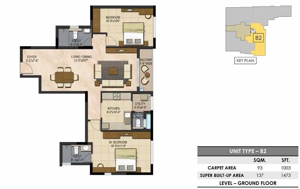 2 BHK – 1473 Prestige Botanique