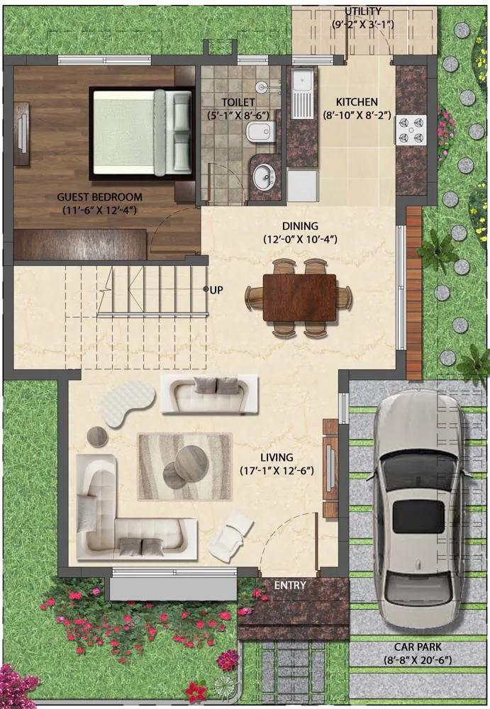 Lilac 30×40 GroundFloorPlan Right NVT Mystic Garden
