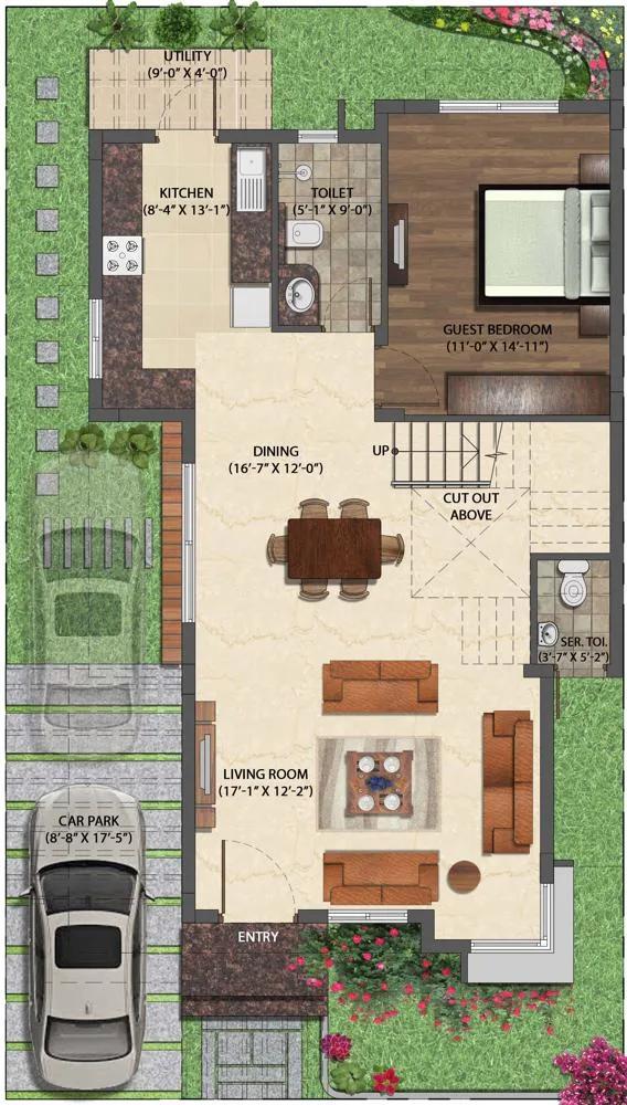 Jasmine 30×50 GroundFloorPlan Left NVT Mystic Garden