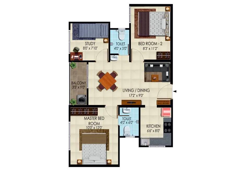 3BHK East Facing - 885 - Urbanrise Codename New Porur