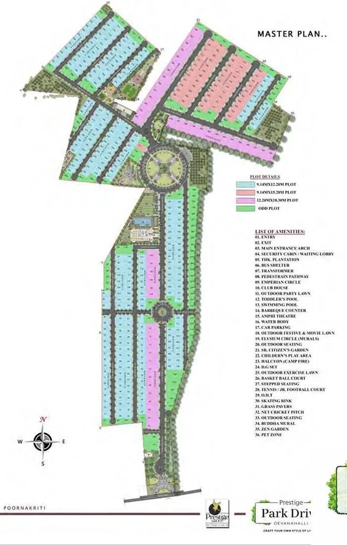 Master Plan - Prestige Park Drive Plots Devanahalli