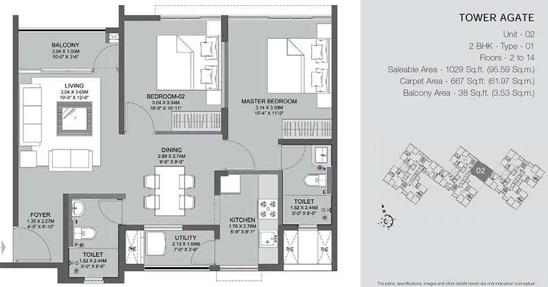 2 BHK Agate - 1029 - Godrej Azure Chennai