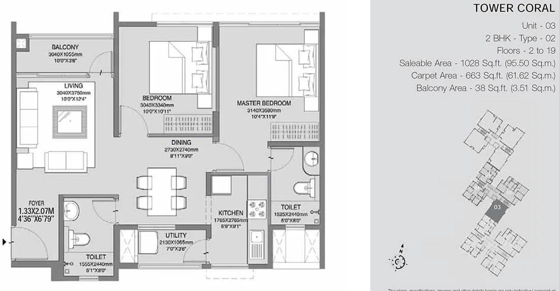 2 BHK Coral - 1028 - Godrej Azure Chennai