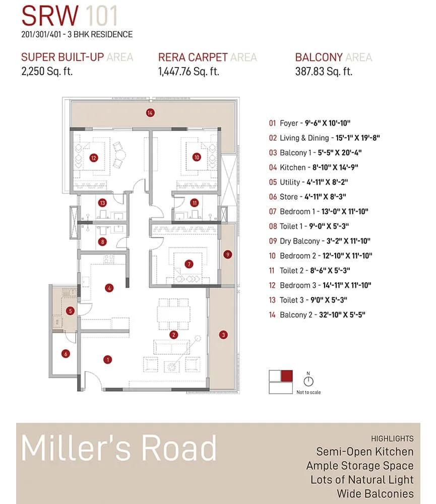 3 BHK - 2250 - Spectra Raywoods