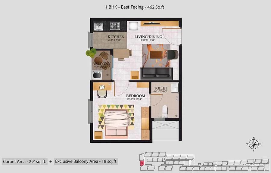 1 BHK - 462 E - Urbanrise Jasmine Springs Chennai