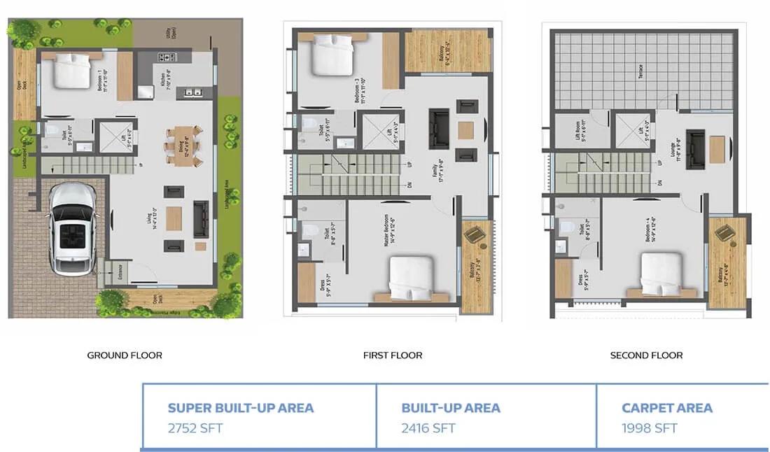 4 BHK - 2752 - 42 Queens Square Villas Sarjapur