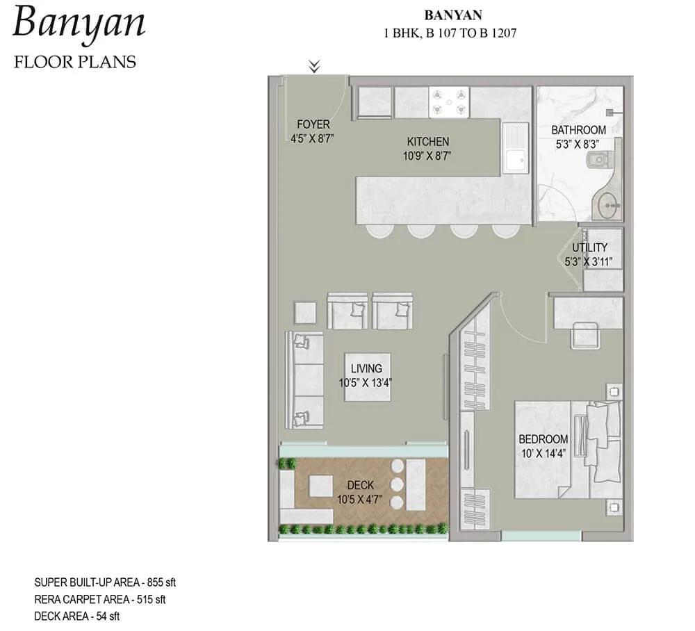 1 BHK - 855 - Enessen Estates & Prime One Corp Centreo