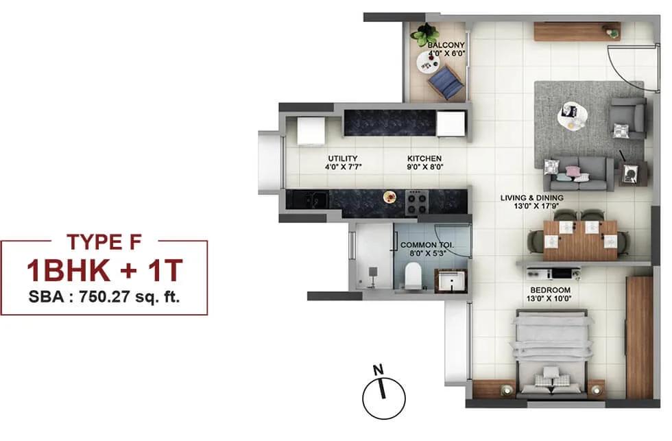 1 BHK - 750 - Salarpuria Sattva Signet Salarpuria Signet