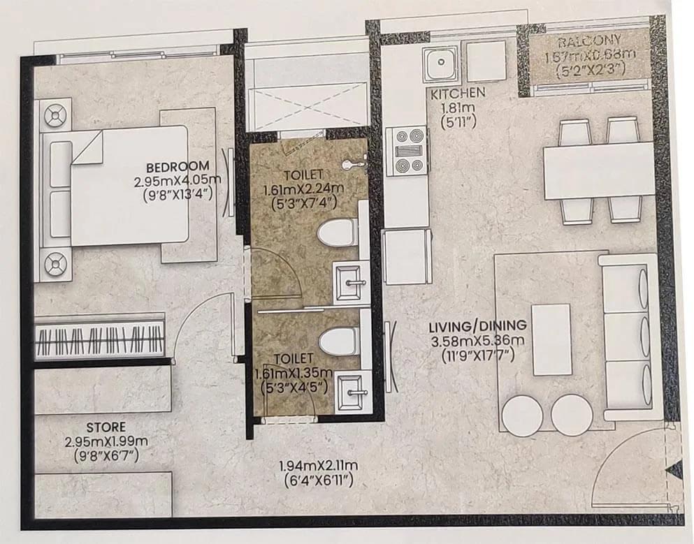1 BHK Beyond - 529 - Mahindra Vicino Mumbai