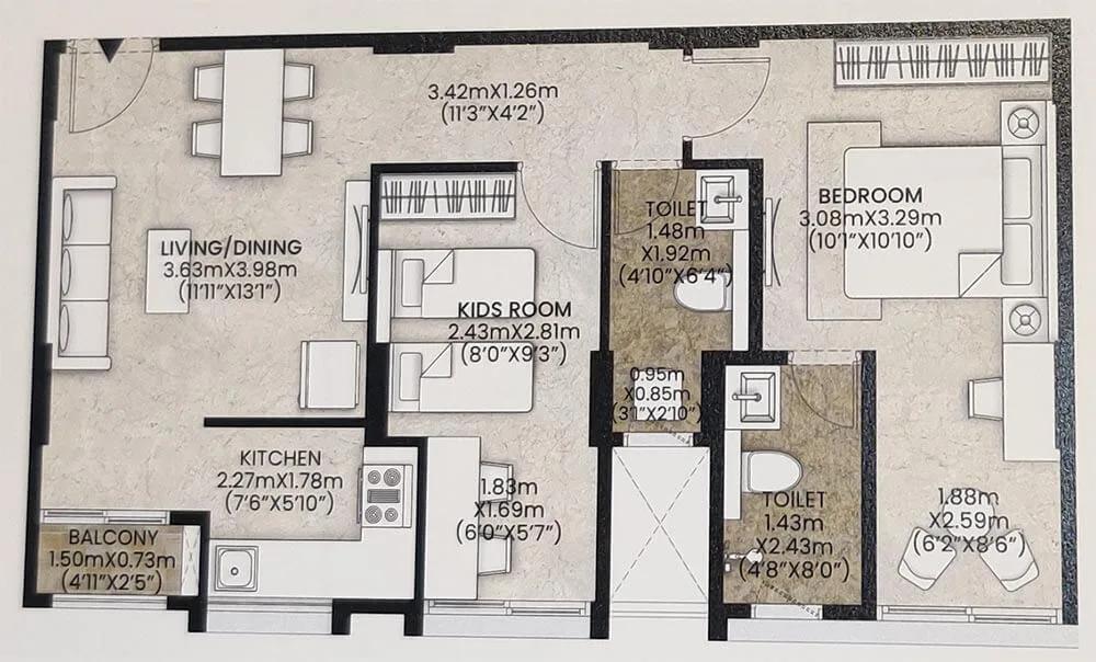 2 BHK - 667 - Mahindra Vicino Mumbai