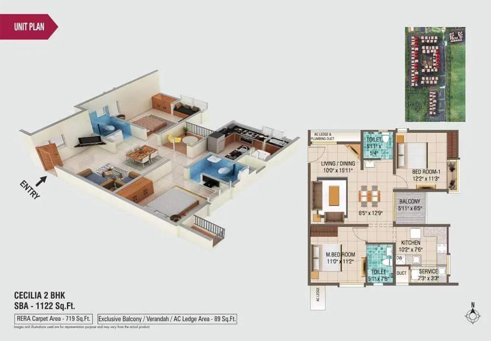 Cecilia - 2BHK - Alliance Galleria Residences