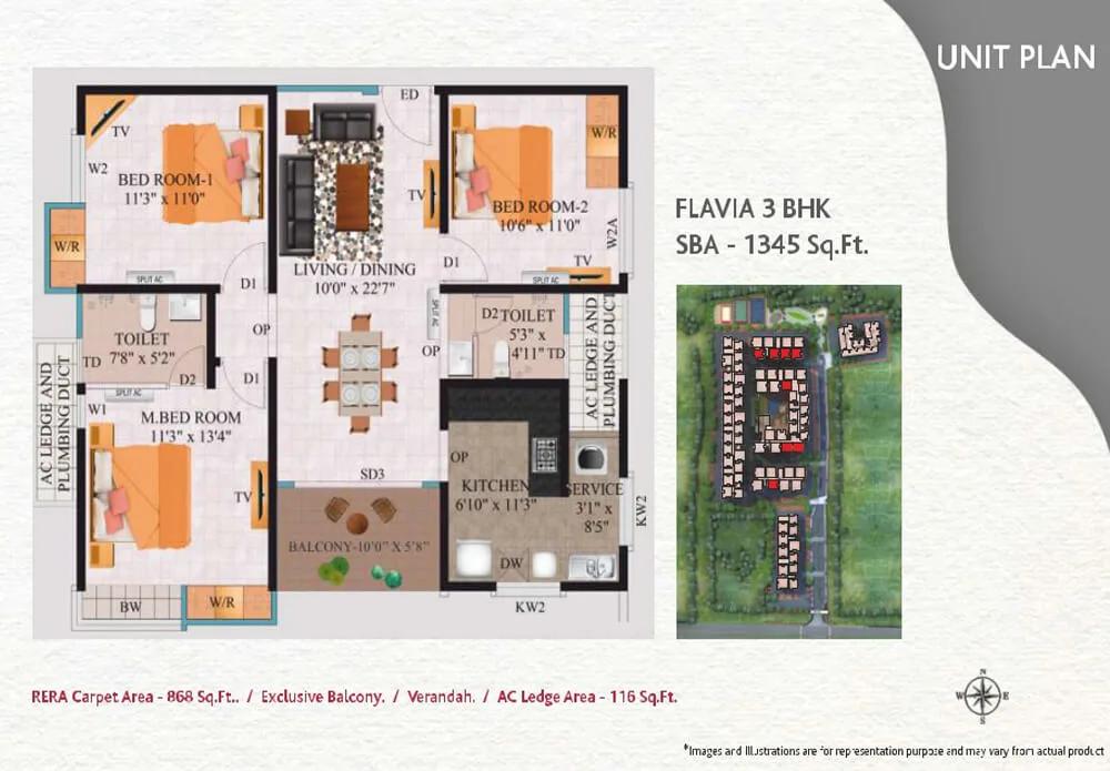 Flavia - 3BHK - Alliance Galleria Residences