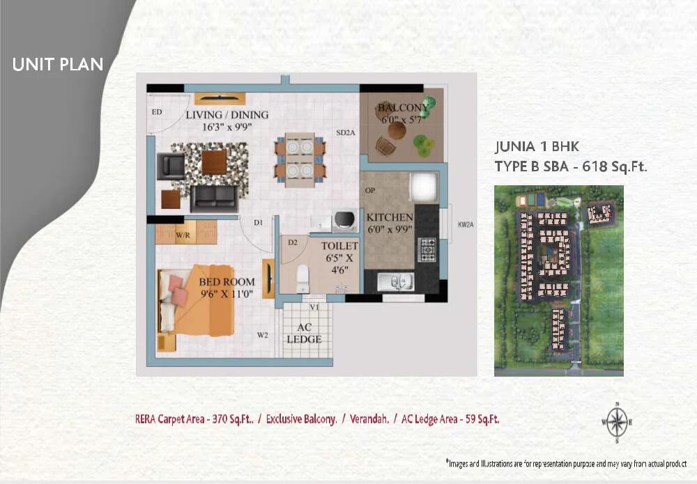 Junia - 1BHK - Type - B - Alliance Galleria Residences