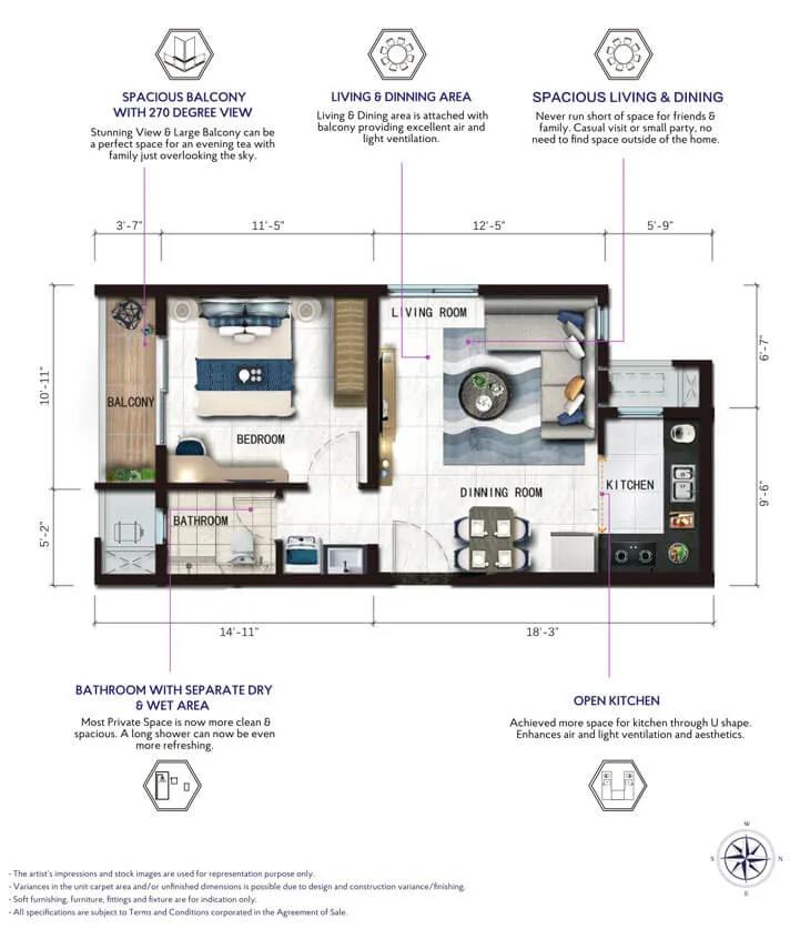 1 BHK Smart - 600 - Risland The Ace Chennai