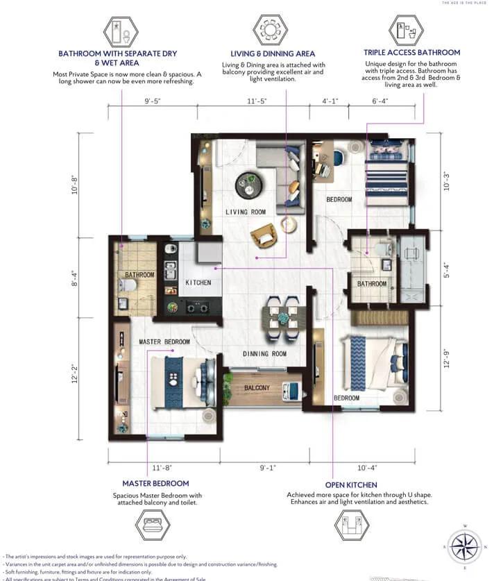 3 BHK Smart - 1006 - Risland The Ace Chennai