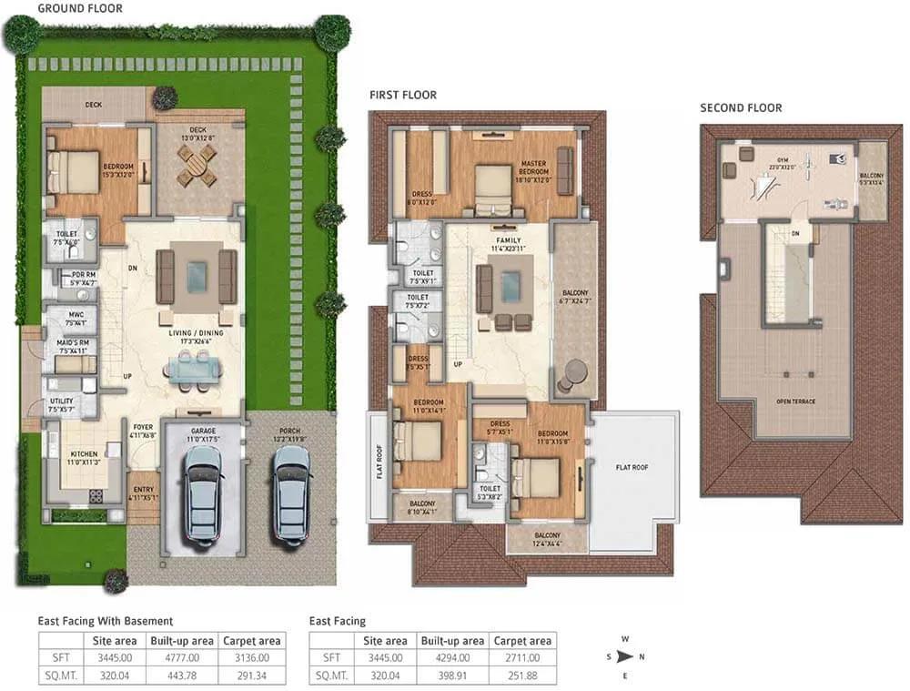 4 BHK East Basement - 3445 - Adarsh Tranqville Villas