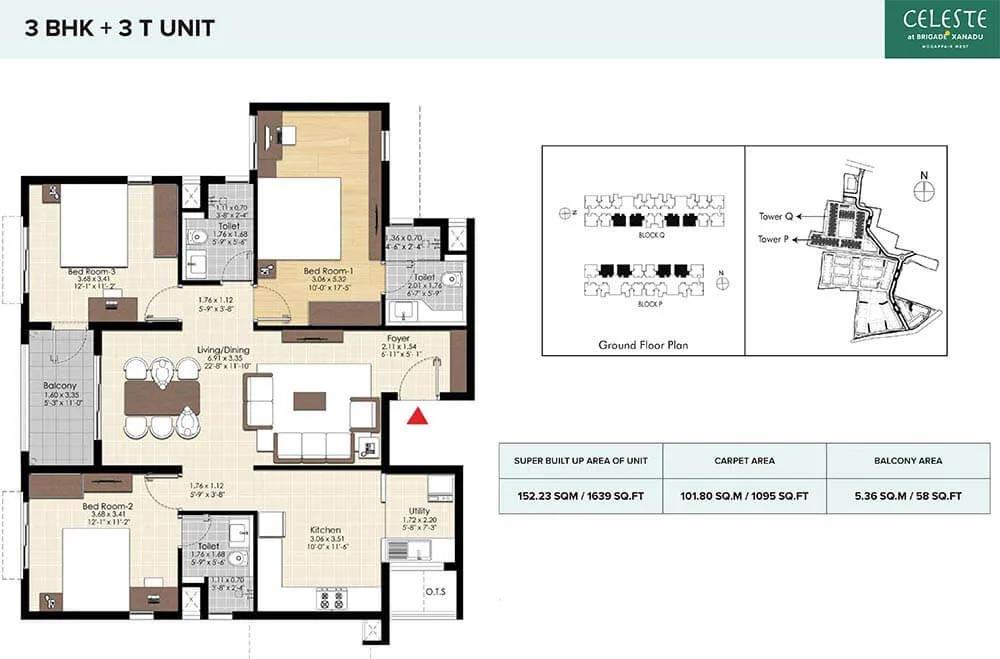 3 BHK - 1639 - Celeste At Brigade Xanadu