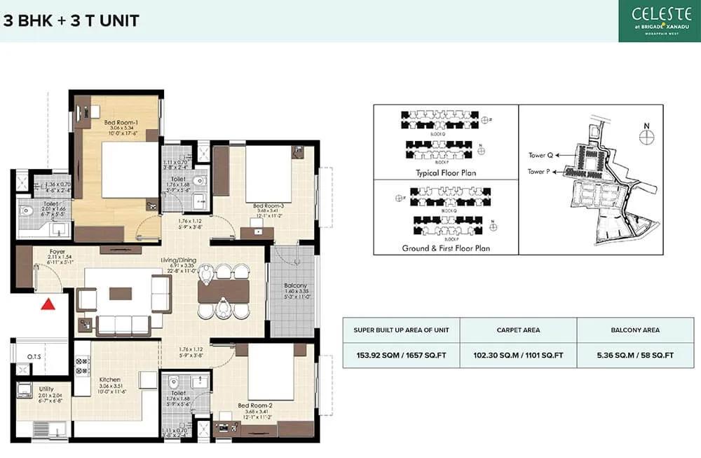 3 BHK - 1657 - Celeste At Brigade Xanadu