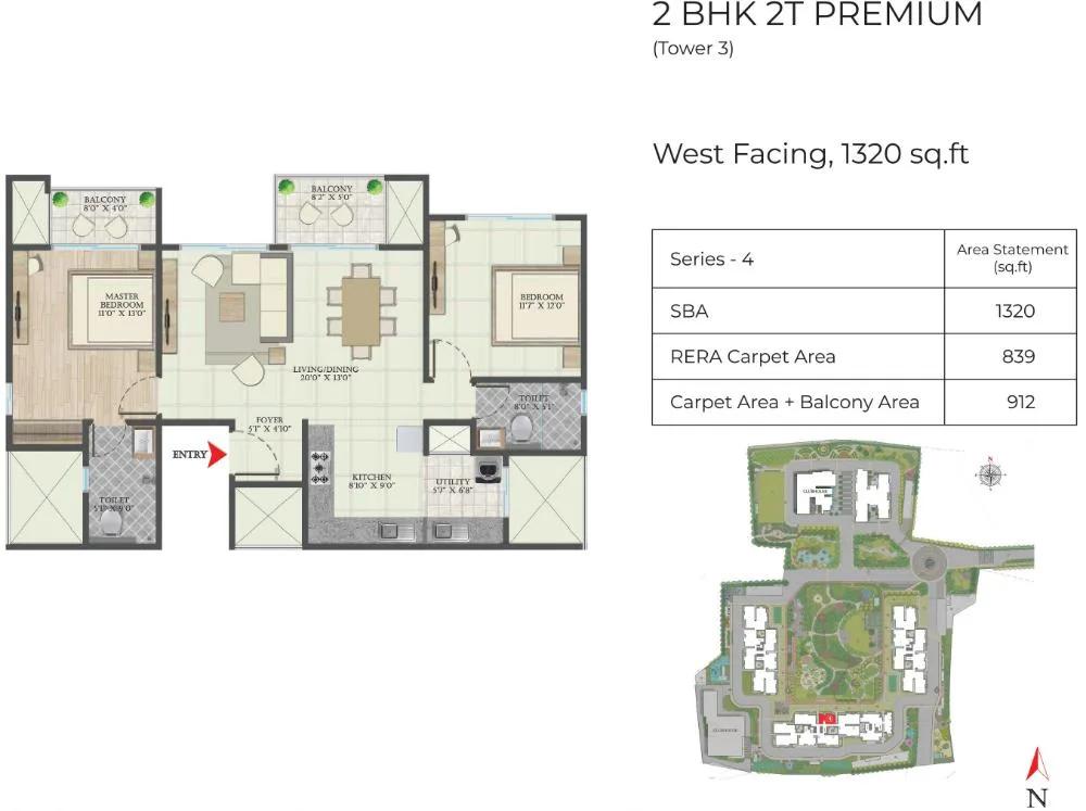 2BHK 1320 - Abhee Aaria Gunjur