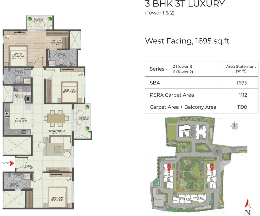 3BHK 1695 - Abhee Aaria Gunjur