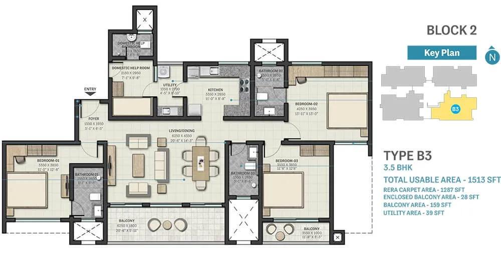 3.5 BHK - 1513 - Sobha Nesara Kothrud