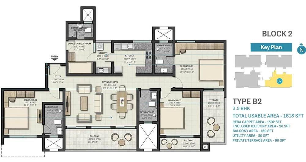 3.5 BHK - 1618 - Sobha Nesara Kothrud