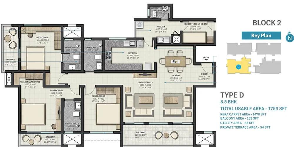 3.5 BHK - 1756 - Sobha Nesara Kothrud